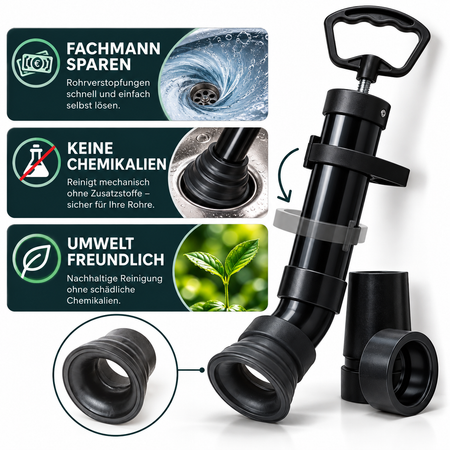 Suction-pressure drain cleaner with three adapters