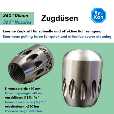 360° Zugdüse 3/8" Reinigungsdüse mit Keramikeinsätzen