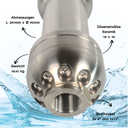 Atomic Bomb-Penetrator pull nozzle 1 1/4" with pre-jet, cleaning nozzle with ceramic inserts