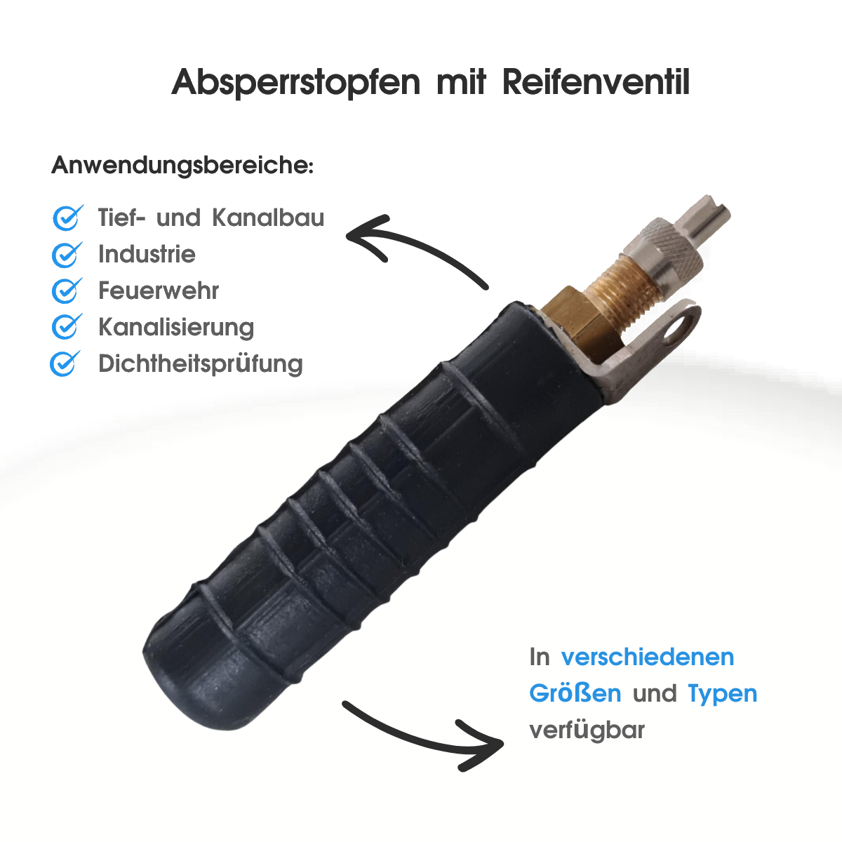 Rohr-Absperrblase Plugy Z1 DN 20-33 mit Reifenventil - Syskan - Online Shop: Abwassertechnik