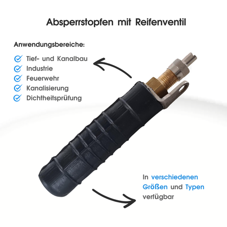 Rohr-Absperrblase Plugy Z1 DN 20-33 mit Reifenventil - Syskan - Online Shop: Abwassertechnik