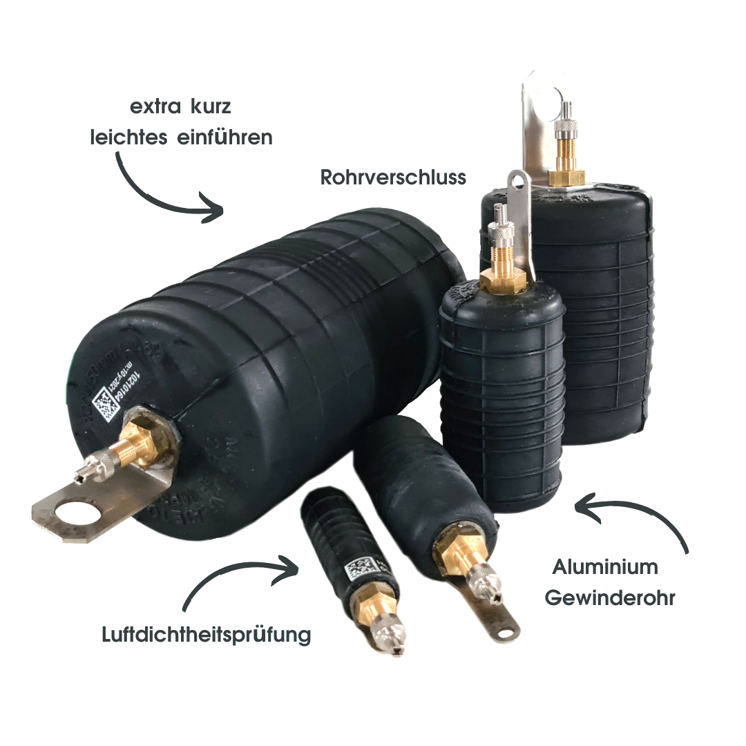 Rohr-Absperrblase Plugy Z1 DN 20-33 mit Reifenventil - Syskan - Online Shop: Abwassertechnik