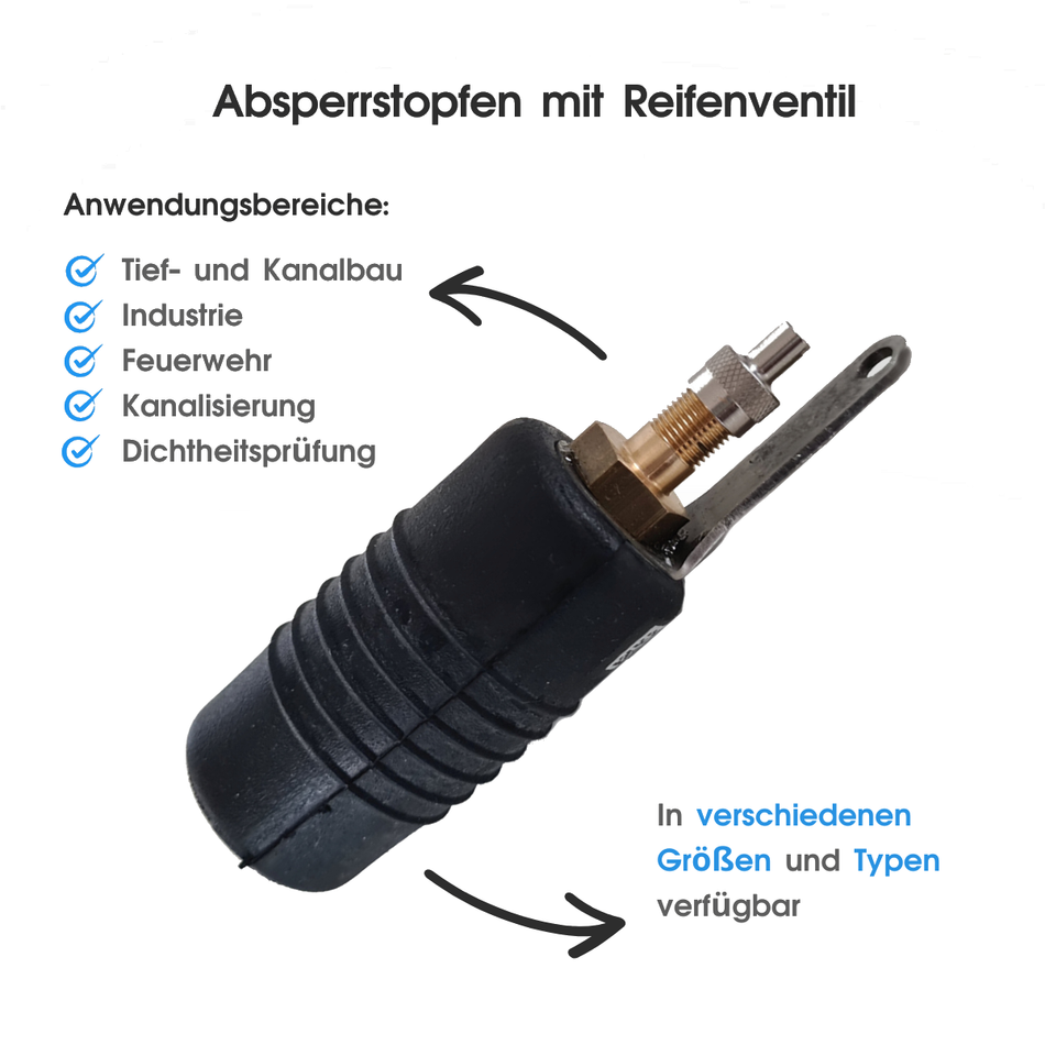 Vessie d'arrêt de tuyau Plugy Z2-3 DN 50-75 avec valve de pneu