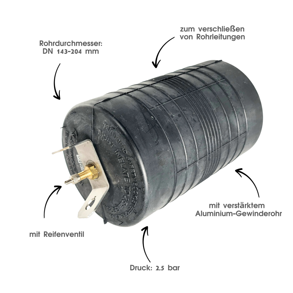 Vessie d'arrêt de tuyau Plugy Z6-8 - DN 150-200 mm