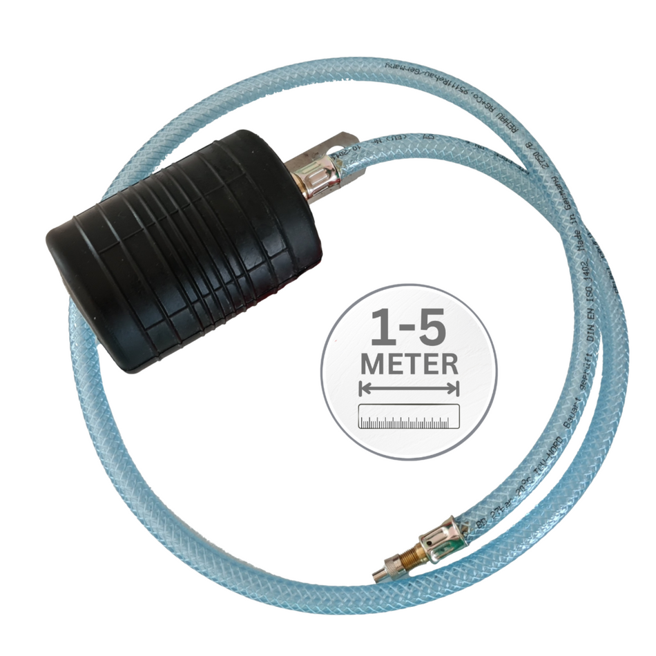 Rohr-Absperrblase Plugy Z3-4 - Reifenventil und 1 m Druckluftschlauch
