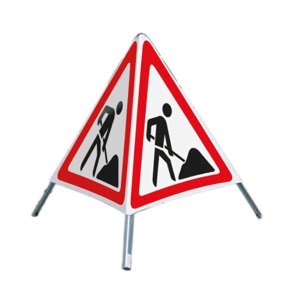 Faltsignal Warnpyramide SL 110 "BAUSTELLE" weiß tagesleuchtend