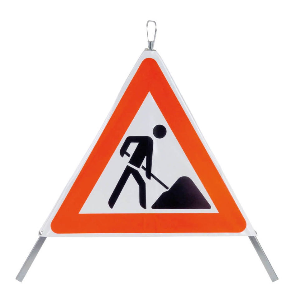 Faltsignal 90 cm [Bauarbeiter] R1 stark reflektierend, Warndreieck
