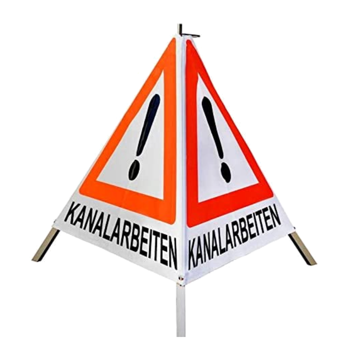 Faltsignal 90 cm [Gefahrstelle] "Kanalarbeiten" R1 stark reflektierend, Warndreieck