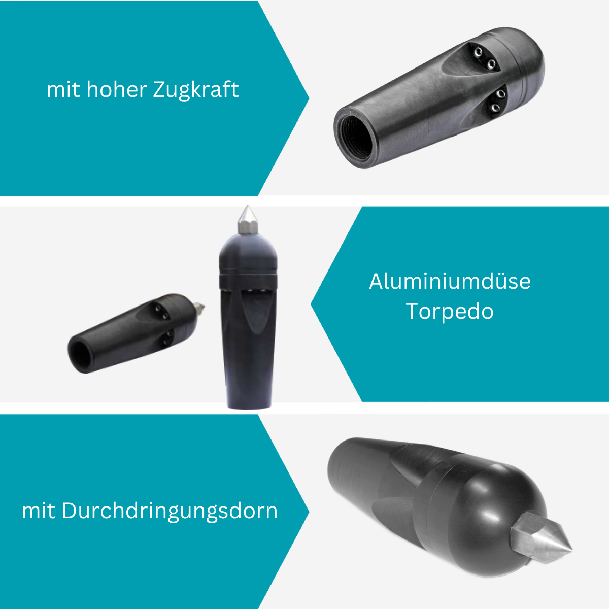 Torpedo nozzle 1/2", cleaning nozzle with ceramic inserts