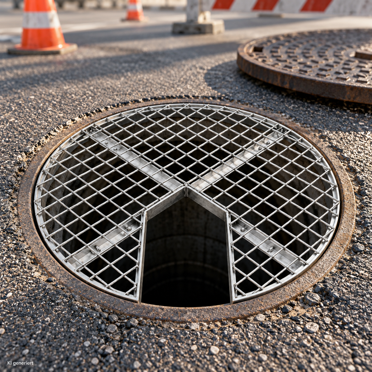 SG021 work grid Ø 670 mm manhole cover with opening (without flags)