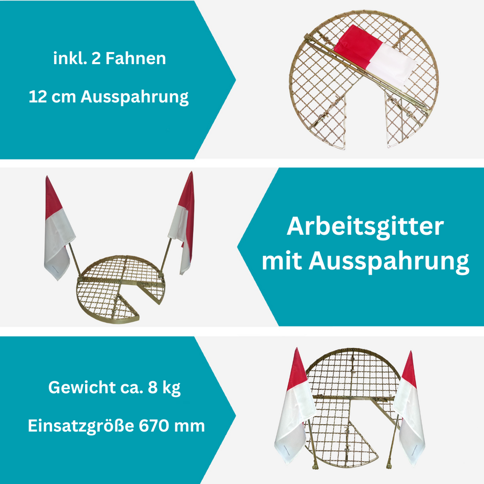 Arbeitsgitter SG020 Ø 670 mm Schachtabdeckung mit Aussparung (mit Fahnen)