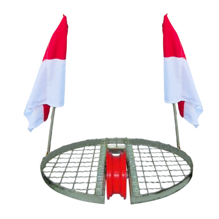 Schachtgitter SG010 Ø 625 mm - Sondergröße - Schachtabdeckung mit Umlenkrolle
