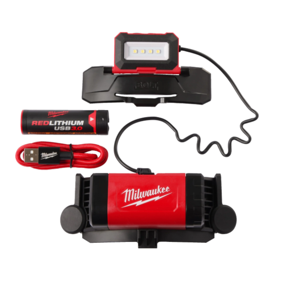 Milwaukee L4BOLTHL-301 USB Akku-Helmlampe, Arbeitsleuchte