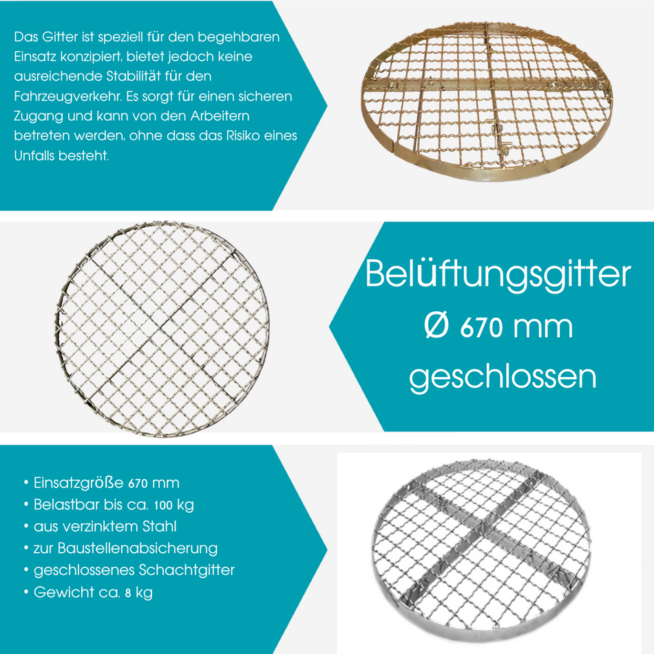 Belüftungsgitter SG031 Ø 670 mm Schachtabdeckung geschlossen (ohne Fahnen)