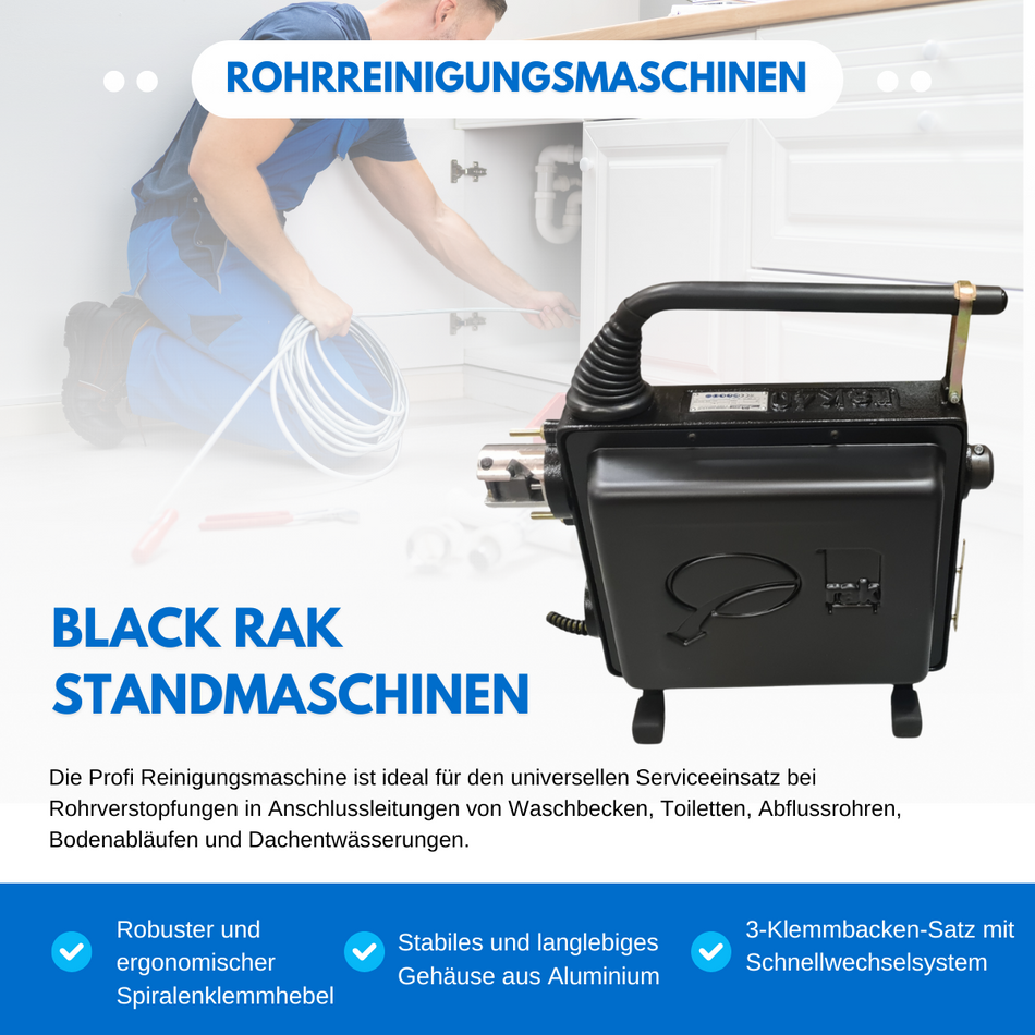 BLACKRAK-40, Rohrreinigungsmaschine mit Führungsschlauch 4 Meter