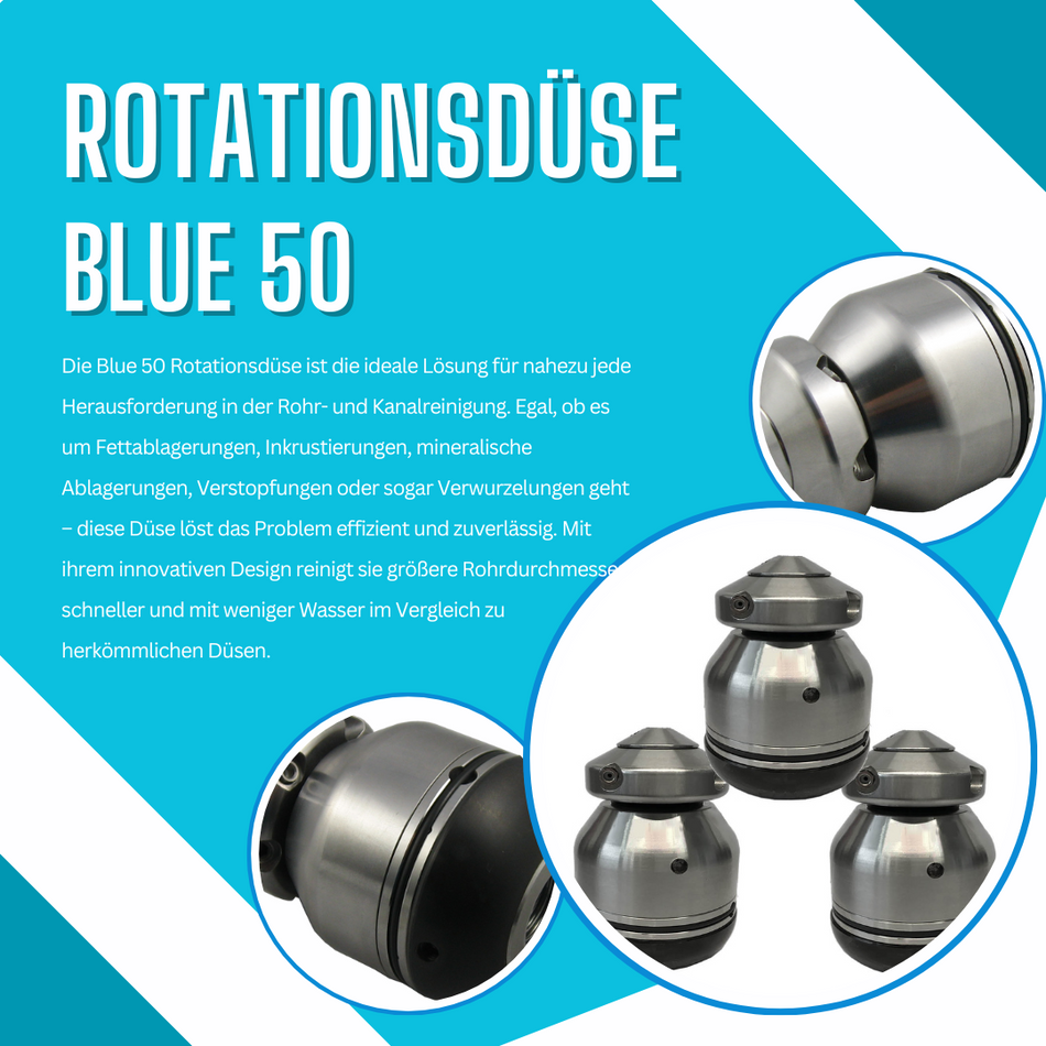 Blue 50 Rotierdüse 1/2" Rohrreinigungsdüse mit Vorstrahl