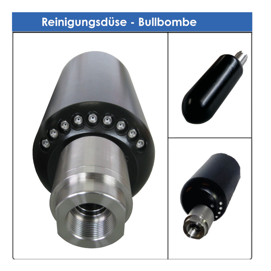 Bullbomb 1", cleaning nozzle with ceramic inserts