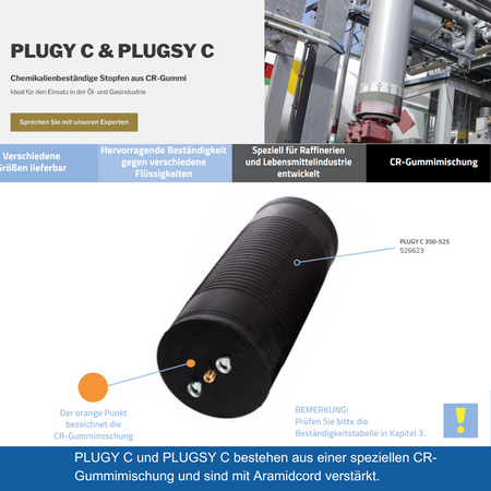 Plugy DN 500-1000 C pipe stopper (oil-resistant), 1,5 bar