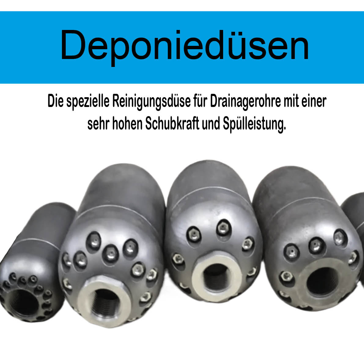 Landfill nozzle 1 1/4", cleaning nozzle with ceramic inserts