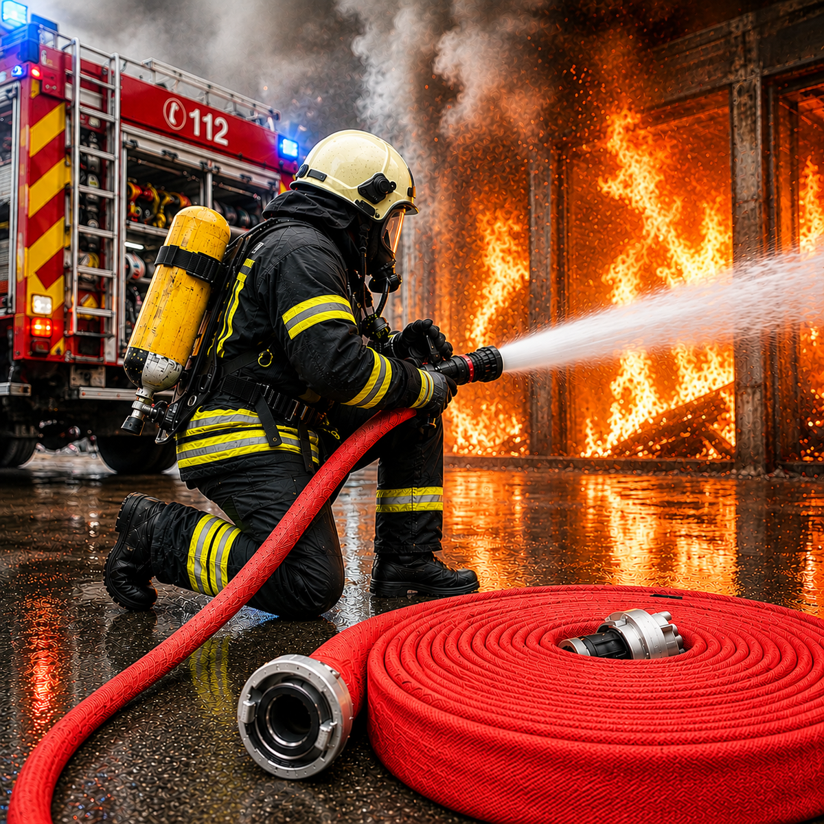 Wasserbefüllschlauch - Feuerwehrschlauch signalrot