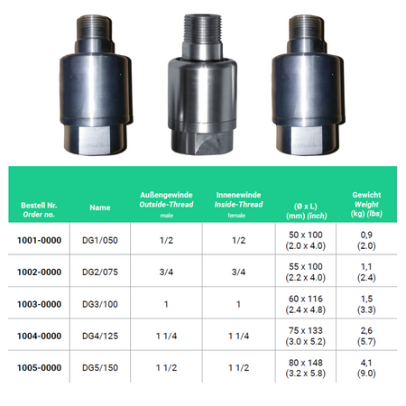 Stainless steel swivel joint, IG 1/2" - AG 1/2"