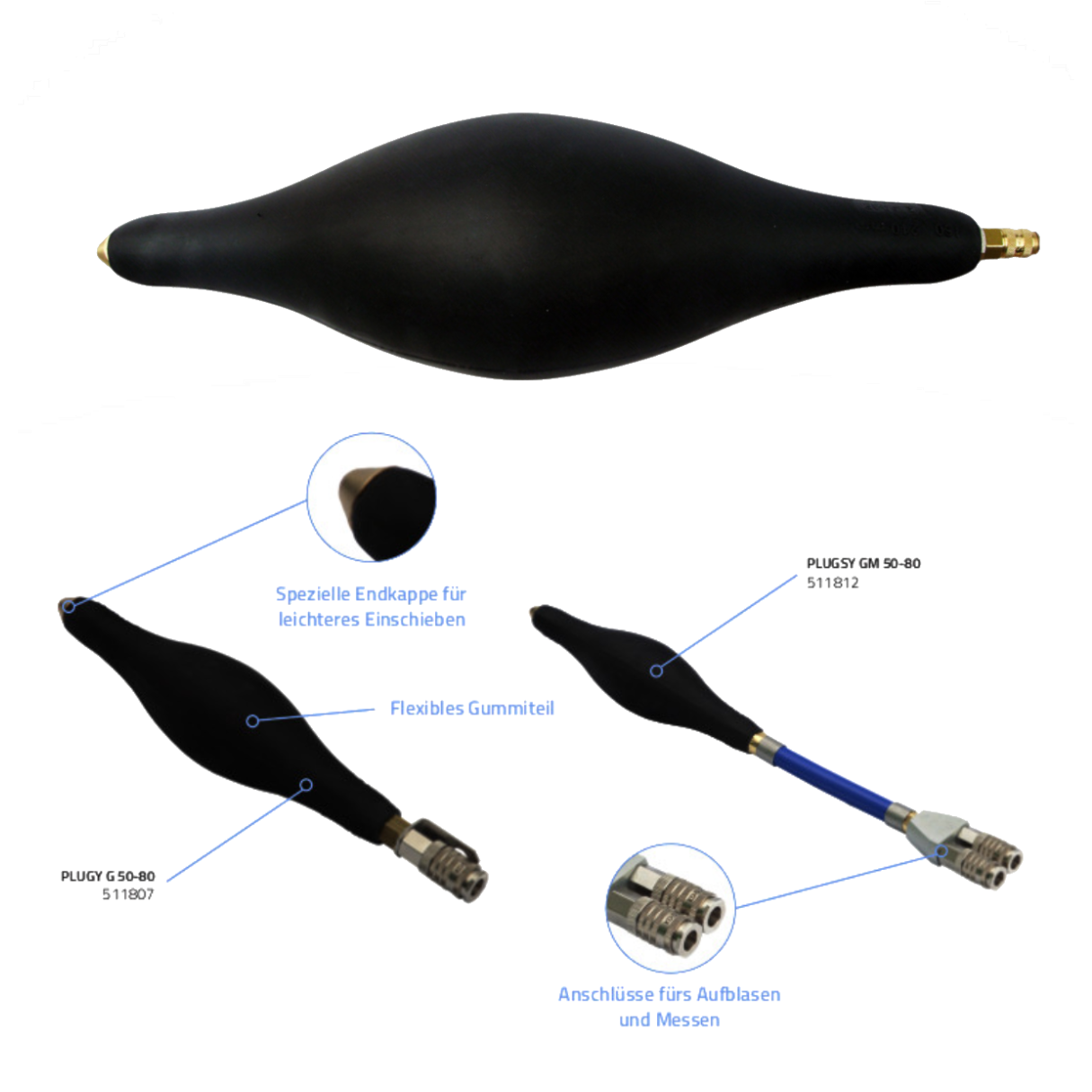 Elliptische Blase Plugy G1 DN 50-80 - Syskan - Online Shop: Abwassertechnik
