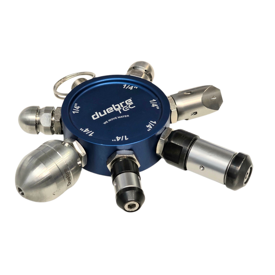 Düsenauswahlbund 1/4" inkl. 5 Düsen, gebohrt und Stahleinsätze