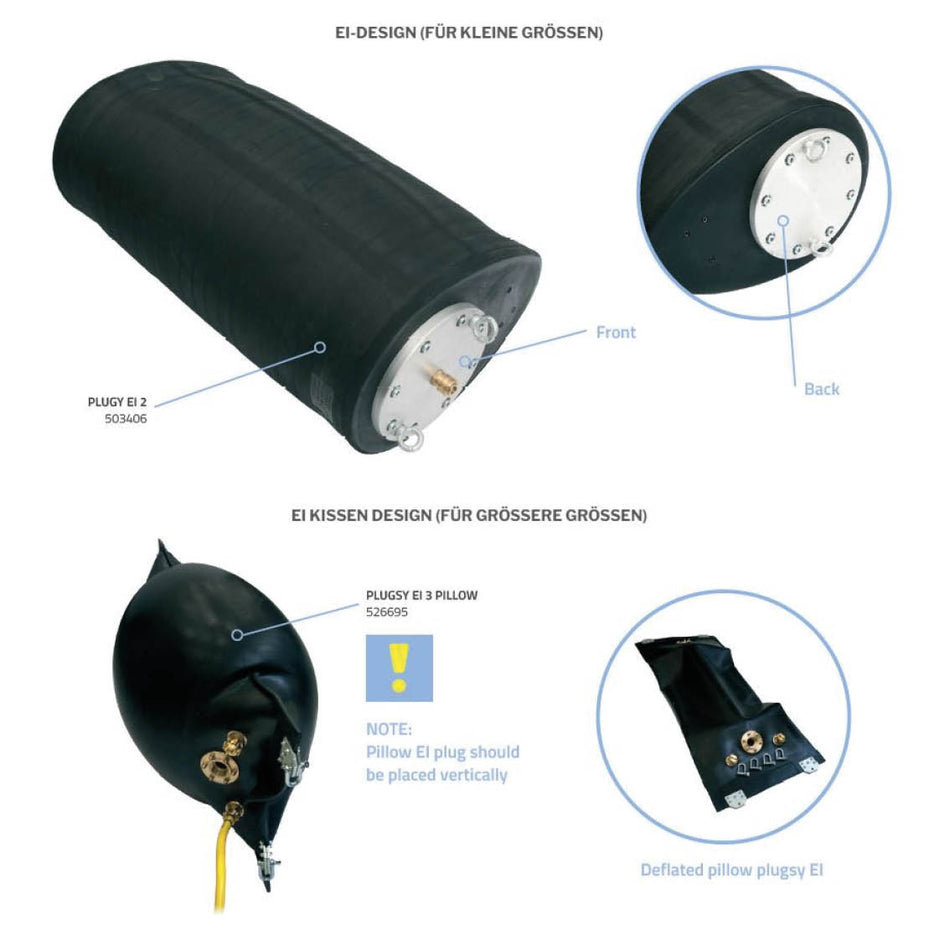 Rohr-Prüfblase Plugsy Typ EI3s, 600/900, eiförmig
