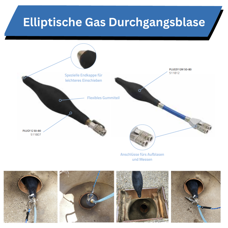 Elliptische Rohrblase Plugy G4, DN 150-210 mm