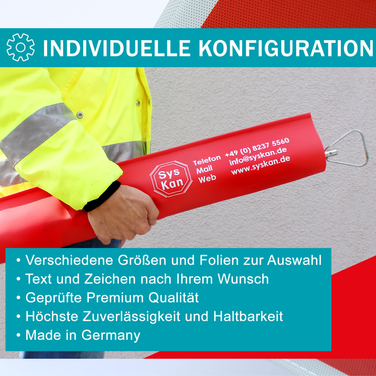 Folding warning sign 90 cm [Bauarbeiter] R1 highly reflective, warning triangle