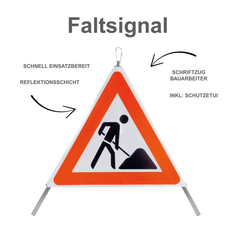 Faltsignal Warnpyramide SL 110 "BAUSTELLE" weiß tagesleuchtend
