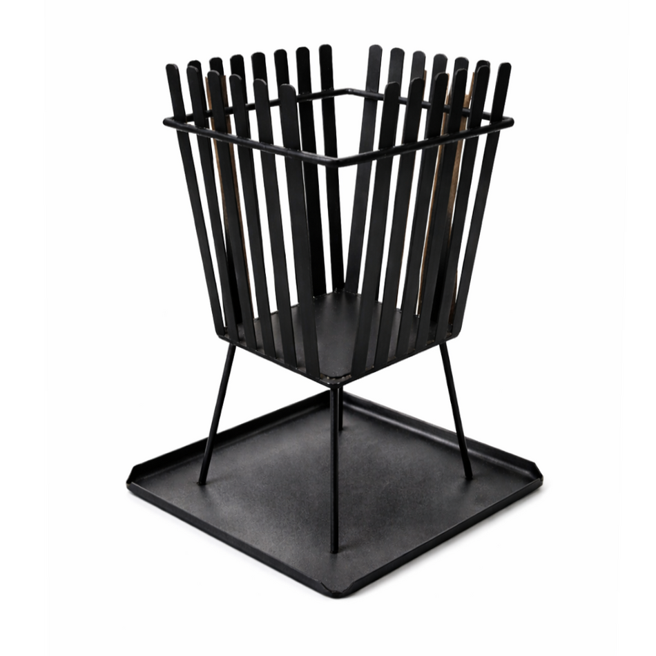 Feuerkorb eckig mit Bodenblech (Stahl, schwarz)