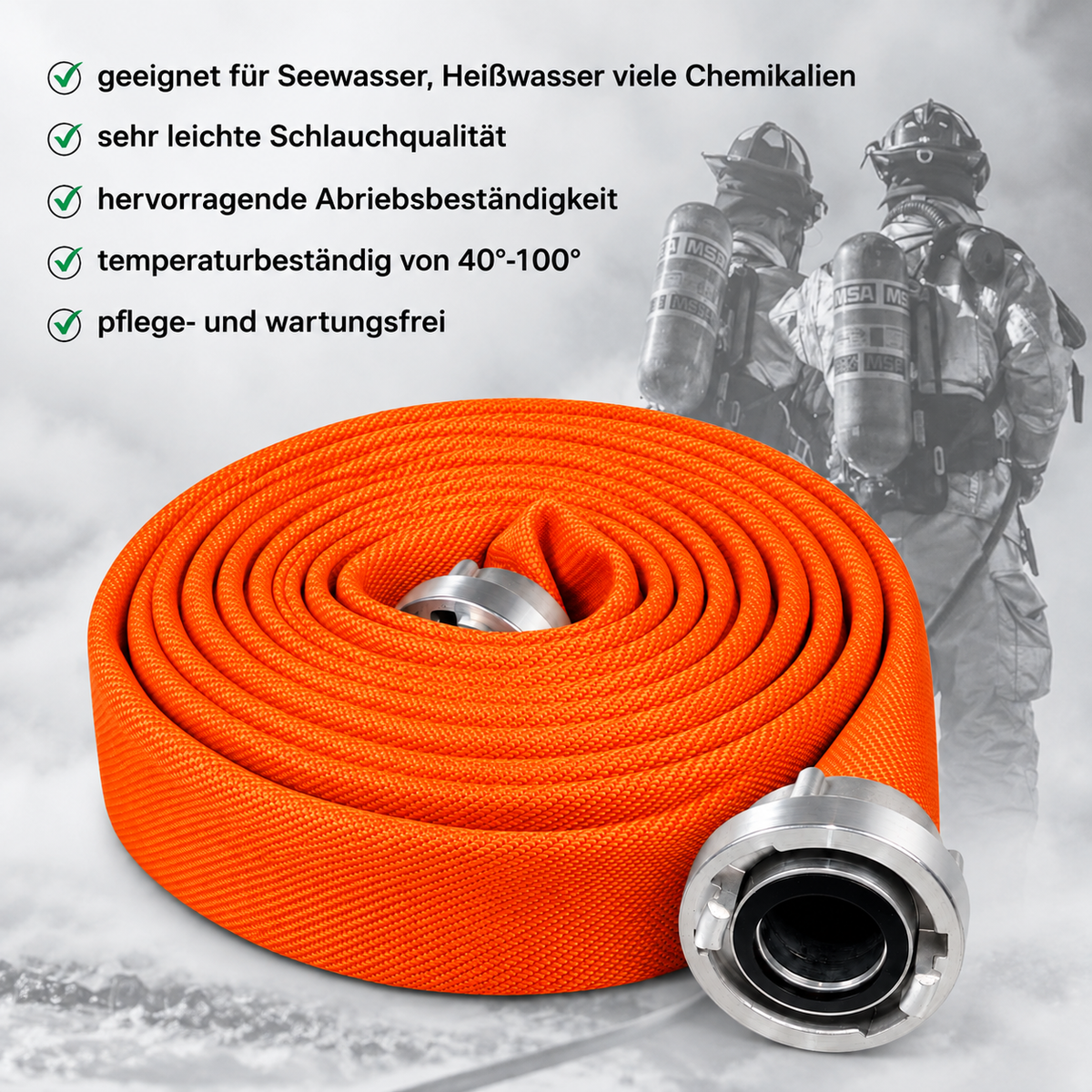 Wasserbefüllschlauch - Feuerwehrschlauch signalorange