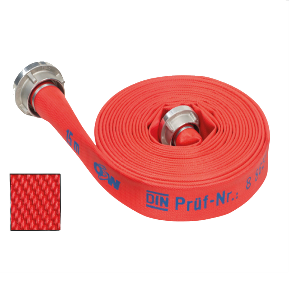 Water filling hose signal red, 20 m, fire hose Storz C