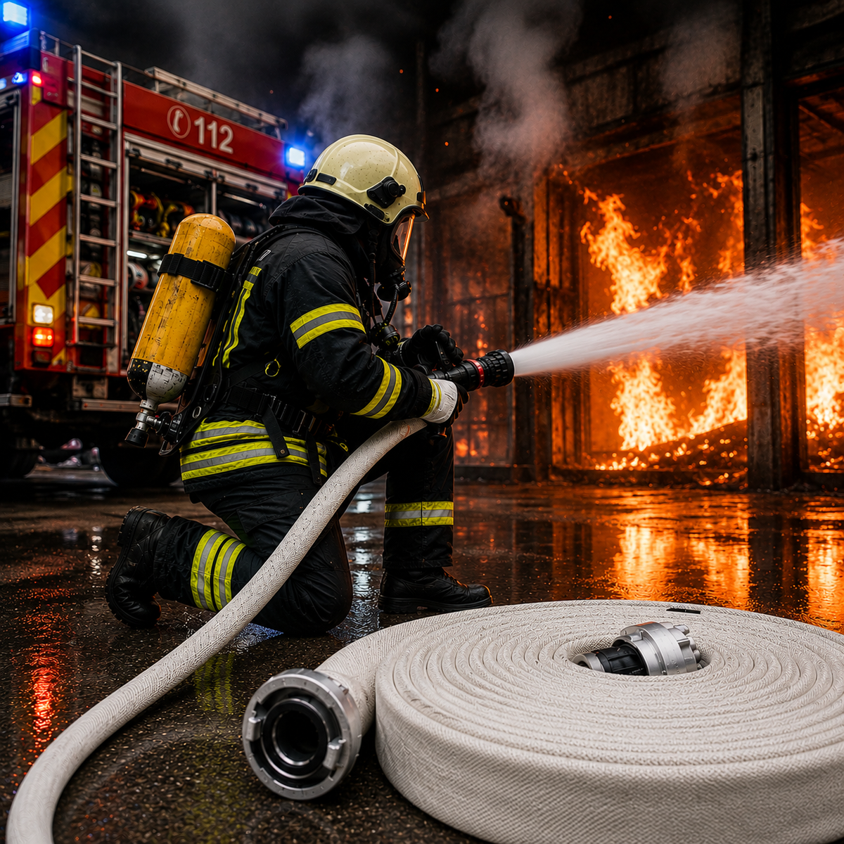 Wasserbefüllschlauch - Feuerwehrschlauch weiß/natur