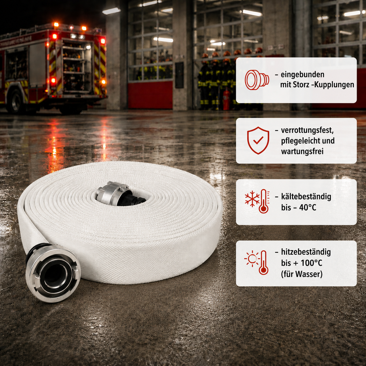 Wasserbefüllschlauch - Feuerwehrschlauch weiß/natur
