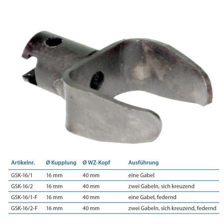 Fork cutting head 16 mm coupling, 1 fork