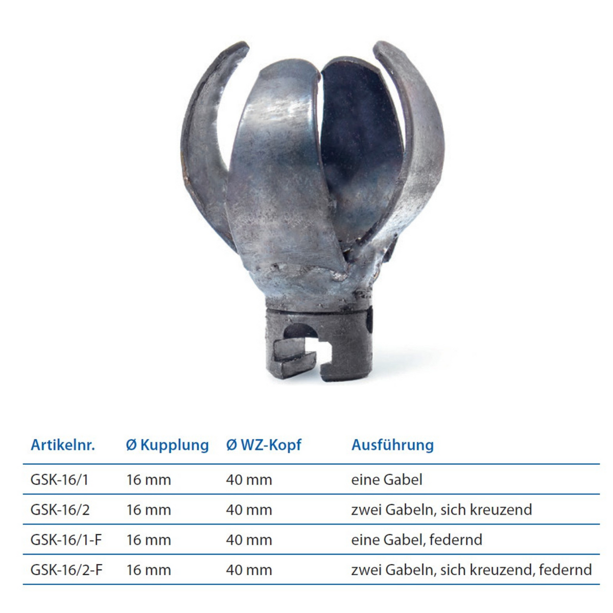 Fork cutting head 16 mm coupling, 2 forks
