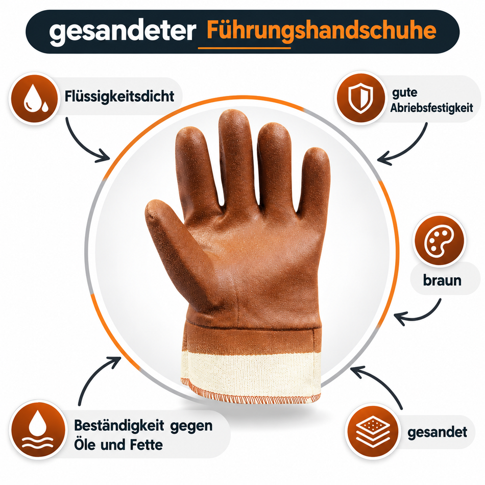 PVC guide gloves, sanded, brown (pair), work gloves