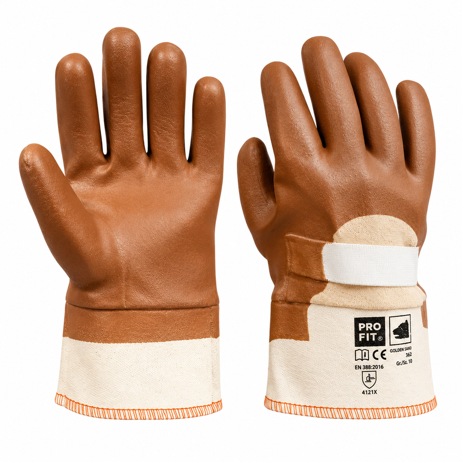 PVC guide gloves, sanded, brown (pair), work gloves