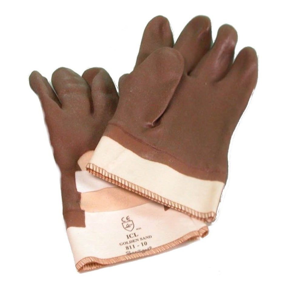 Führungshandschuhe PVC, besandet, braun (Paar), Arbeitshandschuhe