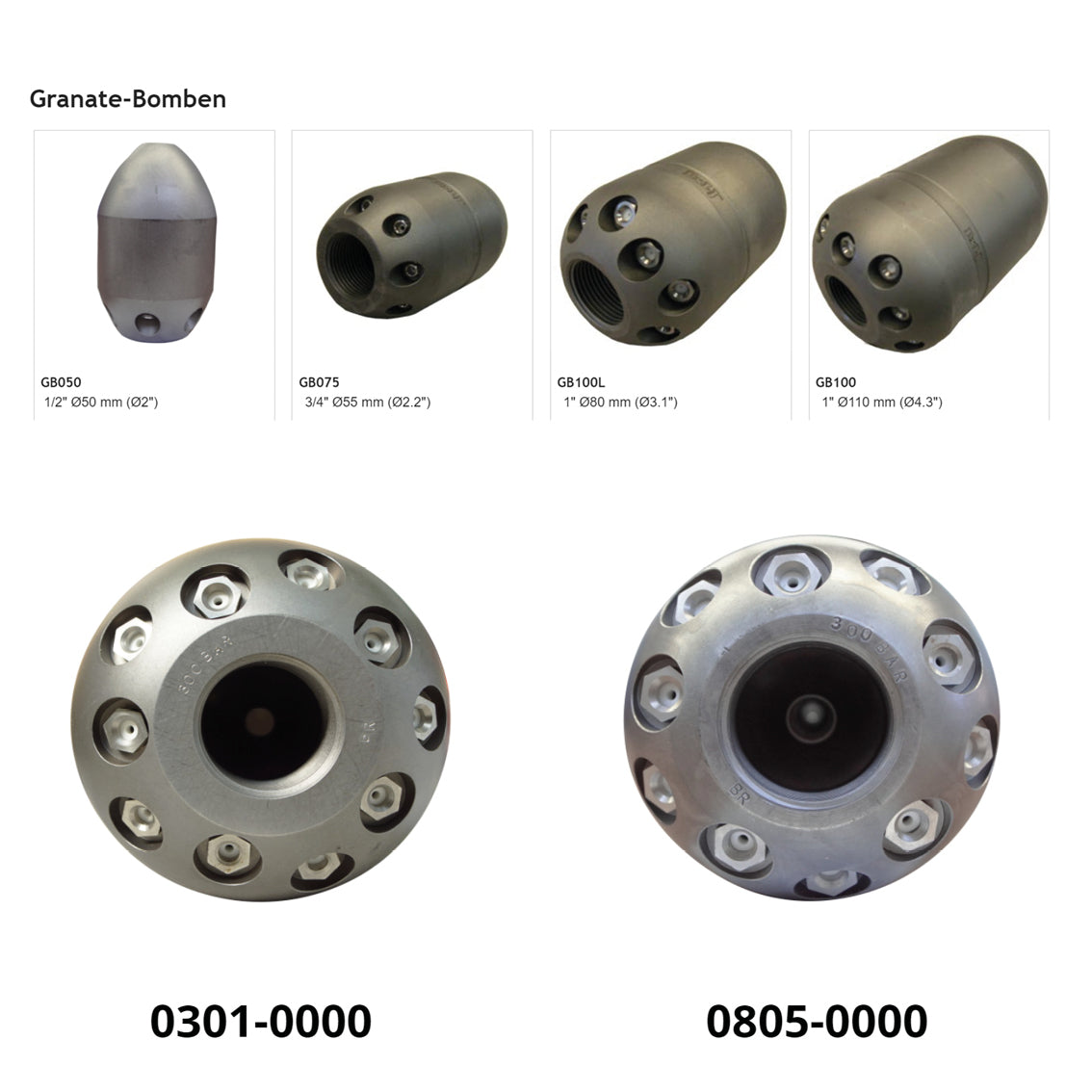 Granatbombe 1 1/4" GB125, Reinigungsdüse ExLJ - Syskan - Online Shop: Abwassertechnik