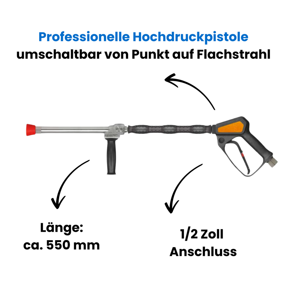 Spritzpistole umschaltbar Punkt-Flachstrahl, Weitwurflanze
