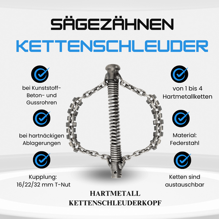 Chain flail 32 mm coupling, 3 carbide sawtooth chains