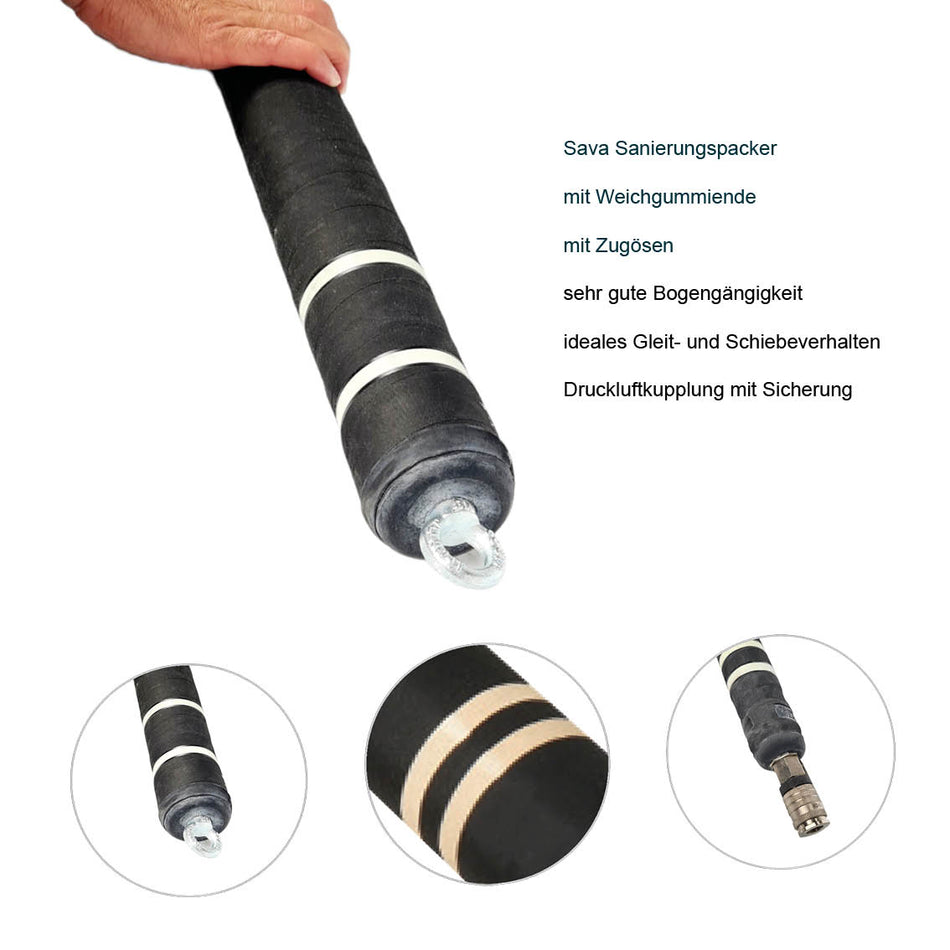 Hausanschluss Packer HP-K, DN 70-100, 1,5 m, mit Gummiendkopf - Syskan - Online Shop: Abwassertechnik