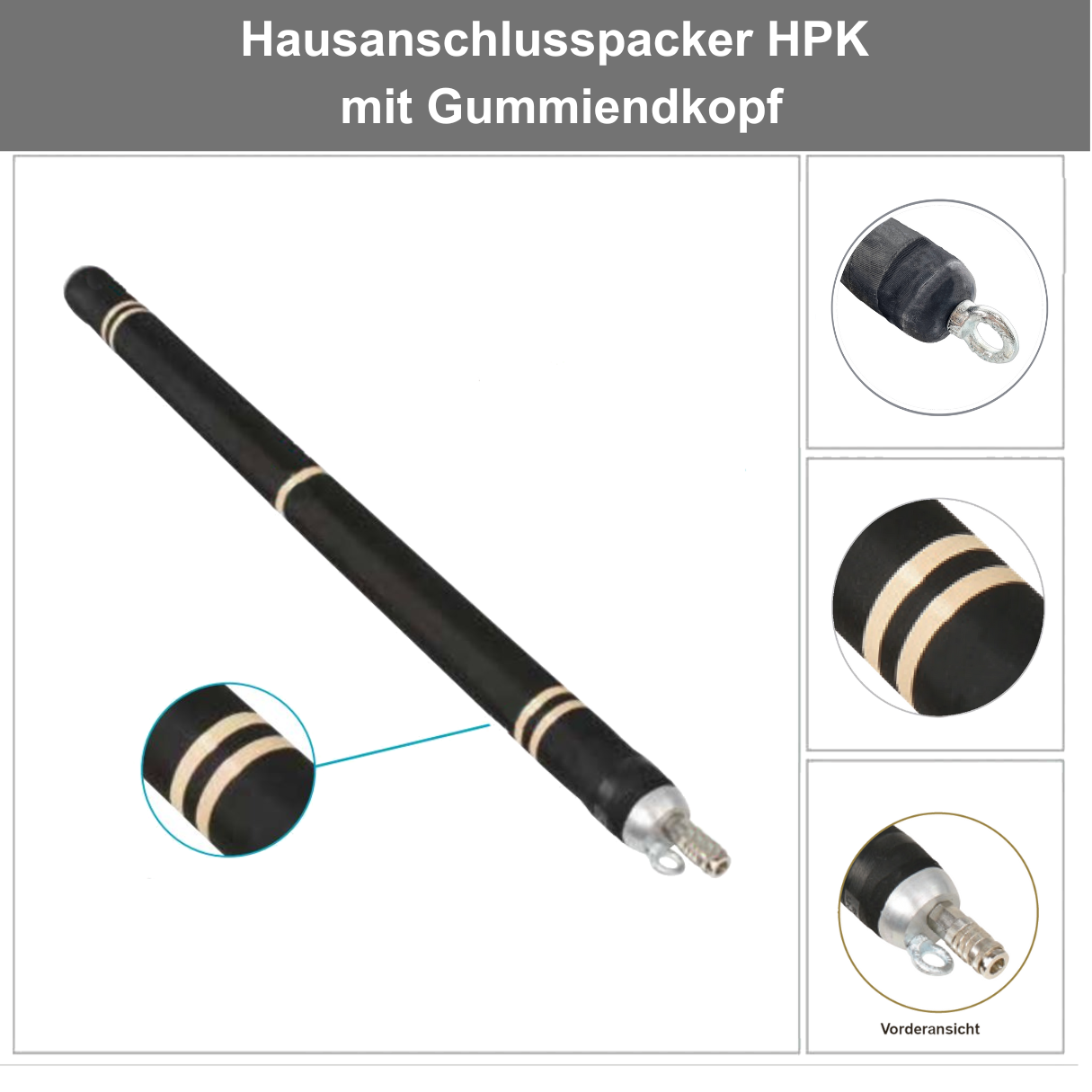 Hausanschluss Packer HP-K, DN 100-150, 3m, mit Gummiendkopf - Syskan - Online Shop: Abwassertechnik