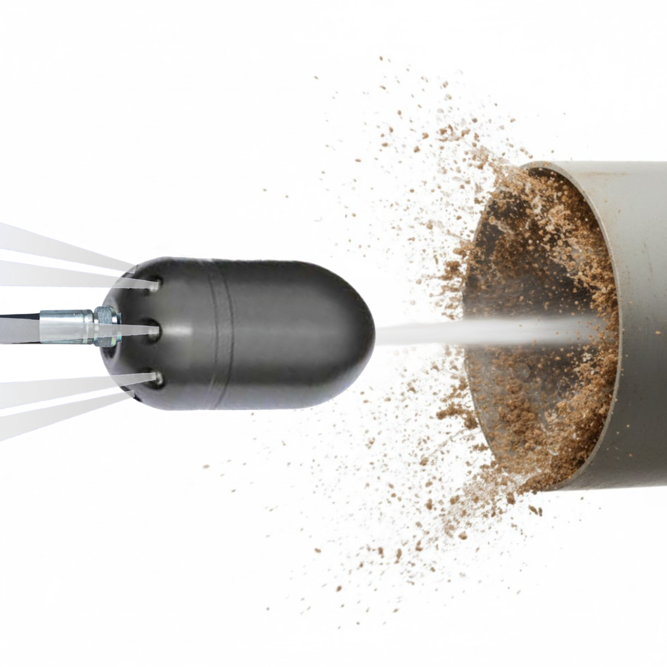 Hohlkörperdüse 1 1/4", 110 mm, Reinigungsdüse mit Keramikeinsätzen