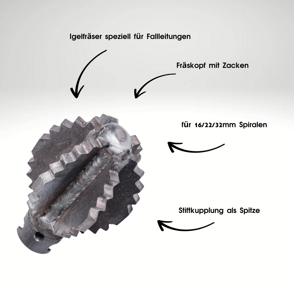 Igelfräser 16 mm Kupplung/Kopf Ø 55 mm - Syskan - Online Shop: Abwassertechnik