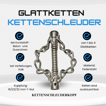 Chain flail 32 mm coupling, 2 smooth chains - short, spiral attachment
