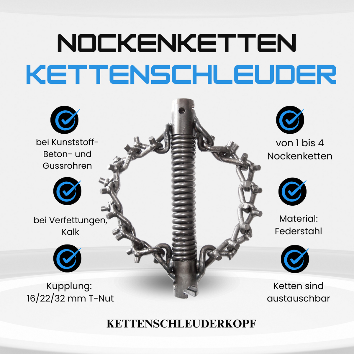 Chain flail 22 mm, 2 cam chains, spiral attachment